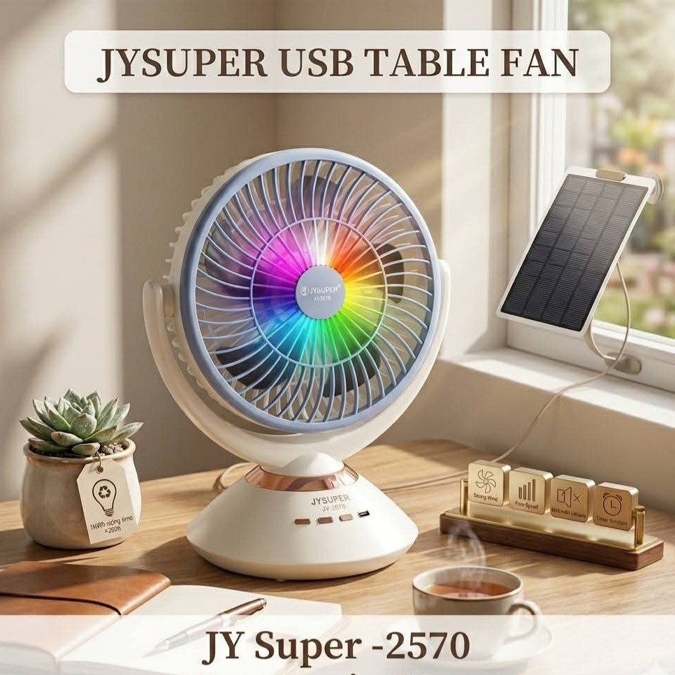 JYSUPER JY-2570 Rechargeable Fan with L - Image 2